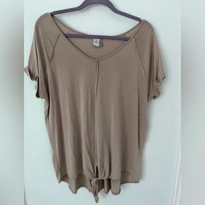 Paper Crane tan short sleeve shirt